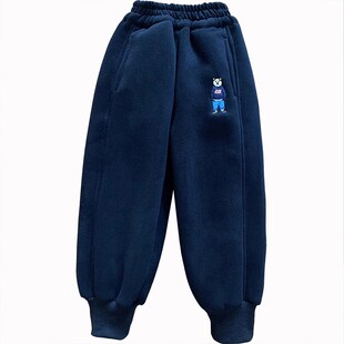 男童裤子加绒加厚冬季一体绒卫裤羊羔绒中小童秋冬款运动裤男宝宝