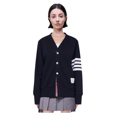 TB开衫女2026新款秋冬外套学院风色织男女同款情侣藏青色开衫外套