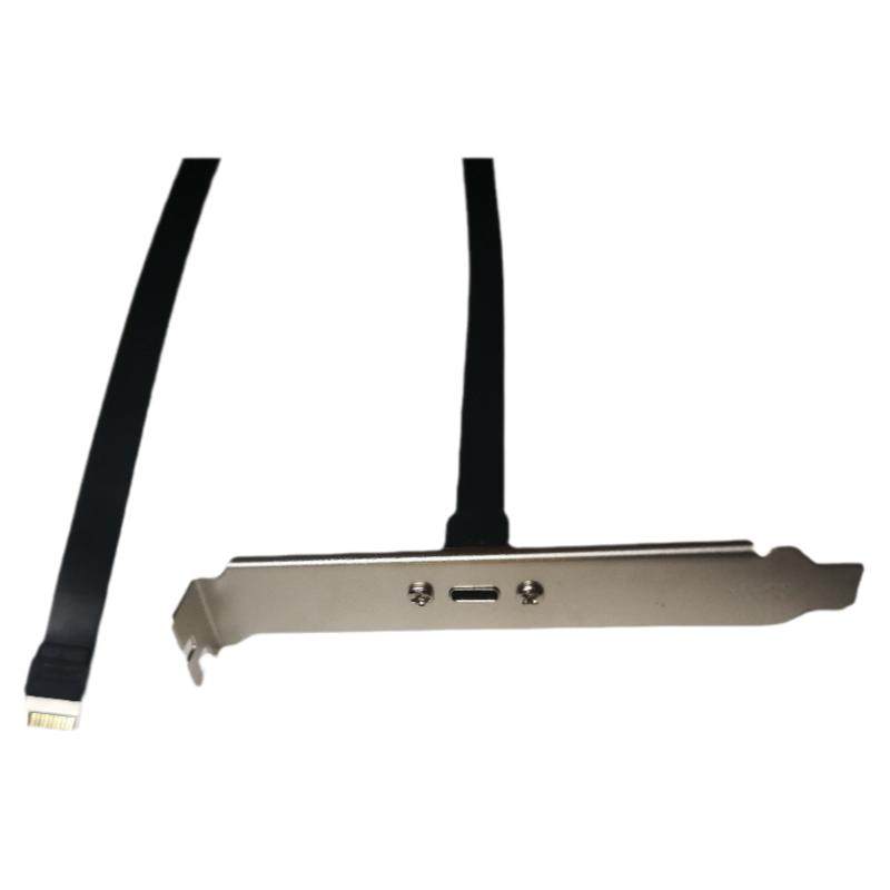 USB3.2/1挡板TYPE-E转type-C前置C母公机箱PCI位线材平行扁线20Gb