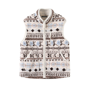 拉夏贝尔/La Chapelle费尔岛摇粒绒马甲外套女秋冬季新款保暖坎肩