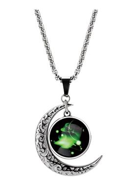 夜光十二生肖钛钢月亮项链