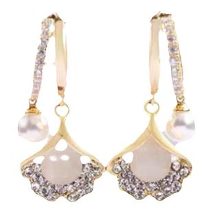 三生有杏法式珍珠耳环时尚气质百搭银杏叶耳扣轻奢高级感耳饰耳钉