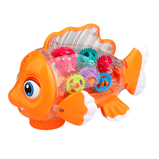 新年手提灯笼儿童元宵节齿轮电动鱼玩具带灯光音乐花灯男女孩礼物