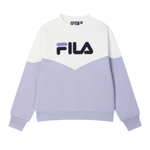 FILA 斐乐官方女子套头卫衣2024冬新款休闲宽松拼色纯棉针织上衣