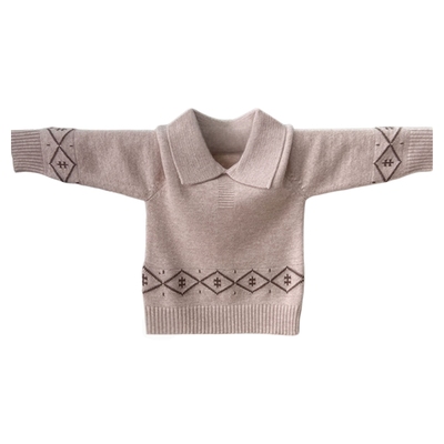 儿童羊绒衫2025秋冬男童毛衣翻领厚款中大童套头混纺羊毛衫打底衫