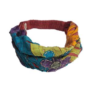 手工刺绣发带做旧复古头巾纯棉民族风头饰嬉皮发箍拼接古朴发饰