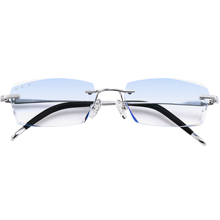 无框眼镜近视男超轻钛可配有度数眼睛架钻石切边变色无边框眼镜潮