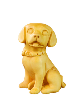 黄杨木雕十二生肖狗旺财摆件