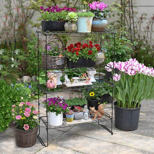 简易铁艺阳台置物架花盆架花架鞋架书架收纳多肉盆栽摆放花园储物