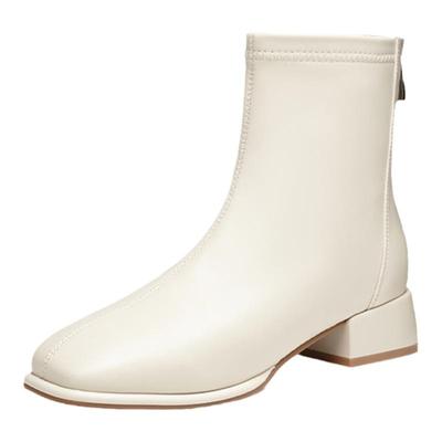 红蜻蜓粗跟弹力靴短靴