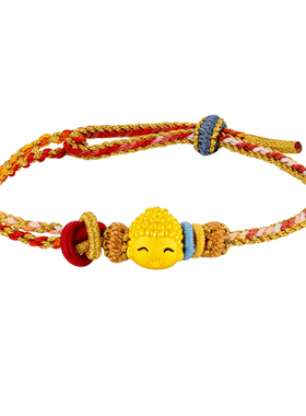 新款足金弥勒佛陀转运珠黄金手绳