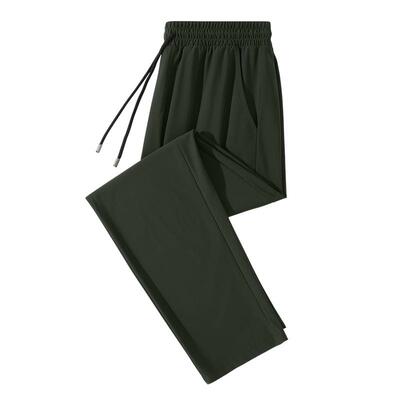 GV真维斯冰丝裤子男美式复古军绿色长裤夏季宽松凉感速干直筒裤B