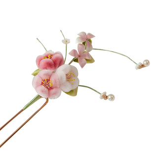 SORO苏绒【玉绒粉黛-粉】原创设计非遗绒花发簪新中式u型百搭头饰