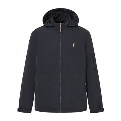 POLOWALK男式夹克2025冬季新品简约立领户外通勤连帽加绒外套男装