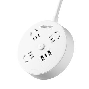 雷士电工圆盘插座圆形多孔USB插板宿舍多功能插座排插插板接线板