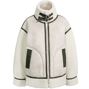 GW大码女装颗粒绒外套2025冬新款胖妹妹宽松显瘦皮毛一体夹克上衣