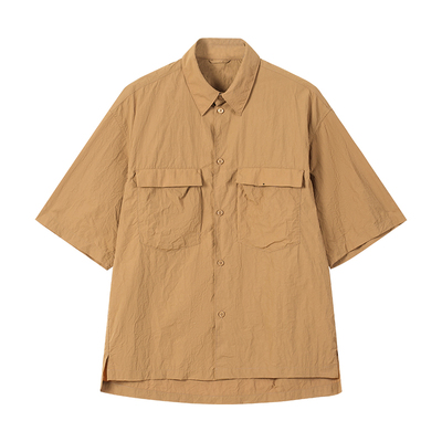 CKAUNTA自然抓皱肌理感短袖衬衫