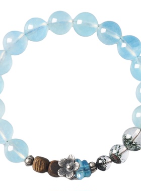 海蓝宝天然宝石水晶绿聚福运手链