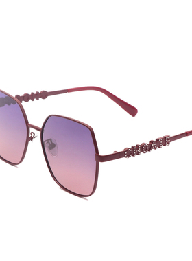 氛围感红色高级偏光墨镜方形镶钻