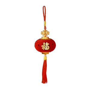 新年马年植绒小红色灯笼挂饰装饰品春节喜庆盆景过年防水树上挂件