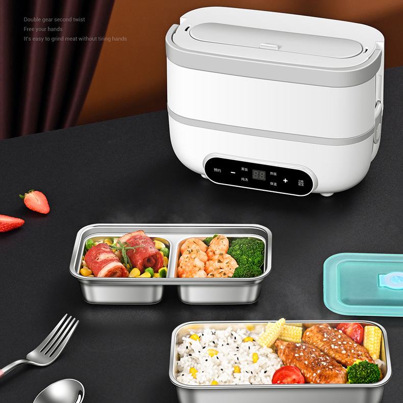 便携插电智能加热保温上班族餐盒不锈钢多功能便当盒饭盒塑料双层