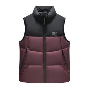 雪中飞拼接羽绒服马甲男士立领冬季防风保暖背心户外轻便男款坎肩
