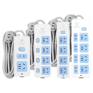 公牛插线板插座排插长线带线5/6/8/10位米长线圆孔大功率家用多孔