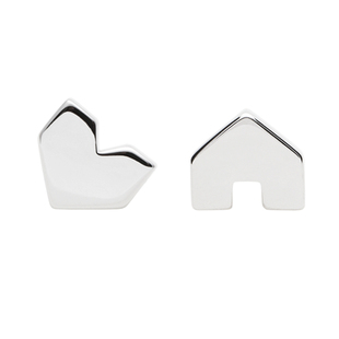 DY爱心不对称耳钉简约冷淡风女520礼物小巧睡觉免摘女纯银小简约