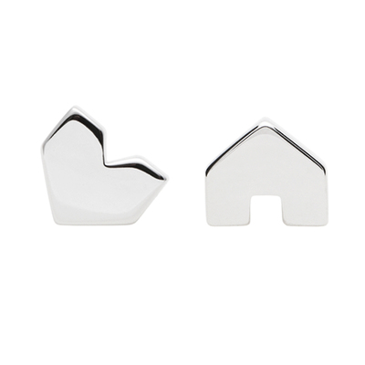 爱心耳钉纯银睡觉免摘不对称中性