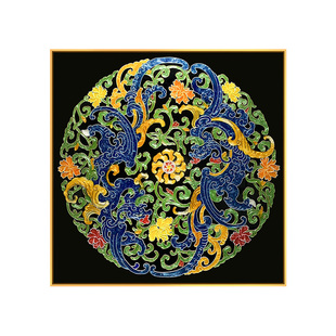 手工琉璃珐琅彩装饰画现代轻奢玄关新中式客厅沙发背景墙餐厅挂画