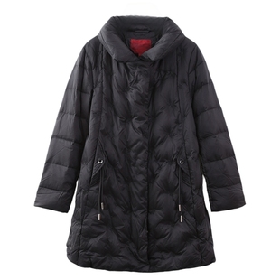 依佈中老年女装刺绣羽绒服2025冬装新款中长款外套妈妈装保暖上衣