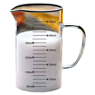 带刻度牛奶杯玻璃杯量杯水杯烧杯可加热微波炉厨房玻璃食品级高温