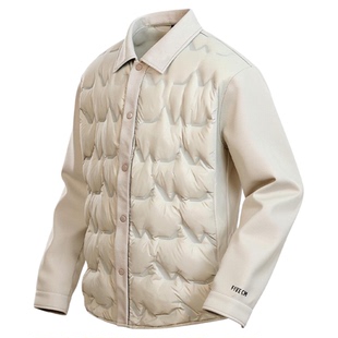 it FIVE CM翻领羽绒服男款冬季高级感冬装拼接休闲轻薄防寒服外套