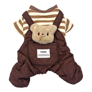 狗狗衣服秋冬款小型犬比熊泰迪博美宠物冬季保暖棉衣可牵引四脚衣