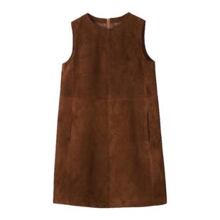 TOFOD 左岸 肯尼亚进口羊反绒连衣裙 老钱风无袖叠穿麂皮背心裙