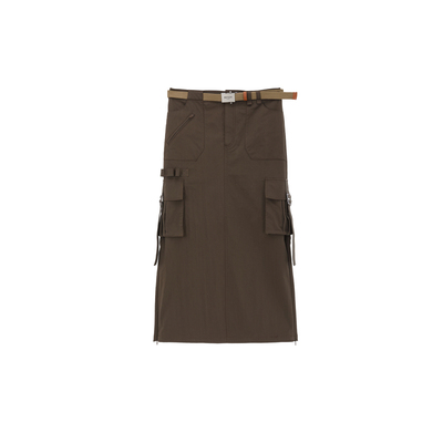 REVAN芮范设计师款工装风撞色腰带半身裙RL31506191