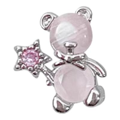 粉色镶钻爱心耳骨钉钛钢精致甜美