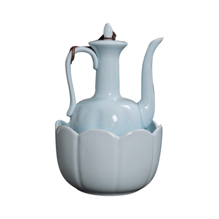 陶瓷酒具套装青瓷仿古煮酒器烫酒壶仿宋家用分酒器白酒杯高脚杯