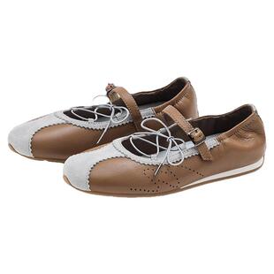 [海盐可可]莎莎苏春夏新款平底拼色复古玛丽珍一脚蹬运动芭蕾鞋女