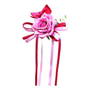 婚车装饰后视镜仿真花喜字蝴蝶兰车队拉花头车副婚车婚庆装饰绢花