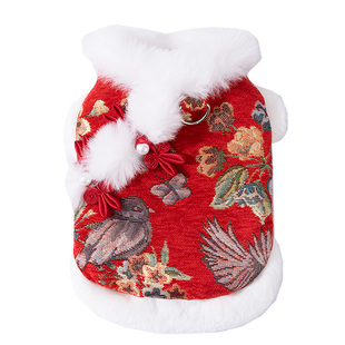 新年小猫咪衣服冬装保暖马甲过年唐装无毛猫背心宠物德文猫居家服