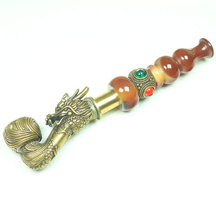 玉石烟斗玛瑙烟袋锅老式烟杆龙头黄铜烟锅烟丝烟叶旱烟嘴过滤嘴