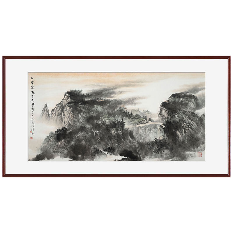 风色中式客厅原创山水手绘国画