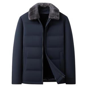 [水貂毛领/兔毛鹅绒]梦特娇尼克服男士羽绒冬装皮草高端外套中年J