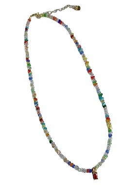 彩色水晶锆石吊坠项链夏日多巴胺配饰简约气质高级感颈链锁骨链