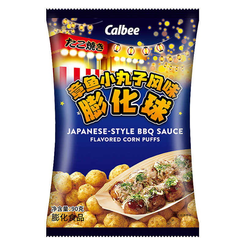 泰国进口calbee卡乐比牌章鱼小丸子风味膨化球办公室休闲零食90g