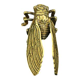 迷你纯黄铜金蝉子知了小摆件一鸣惊人茶宠文玩把件
