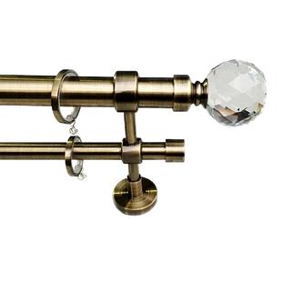 外贸新款欧式罗马杆窗帘杆水晶球钠米消音单双杆青古铜色掌柜推荐