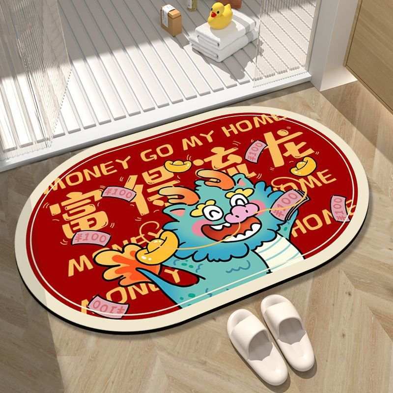龙年地垫进门垫卡通风速干吸水硅藻泥地垫家用卫生间门口防滑脚垫
