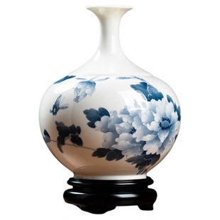 东方泥土陶瓷手绘花瓶摆件创意中式客厅电视柜装饰品工艺品/赏瓶